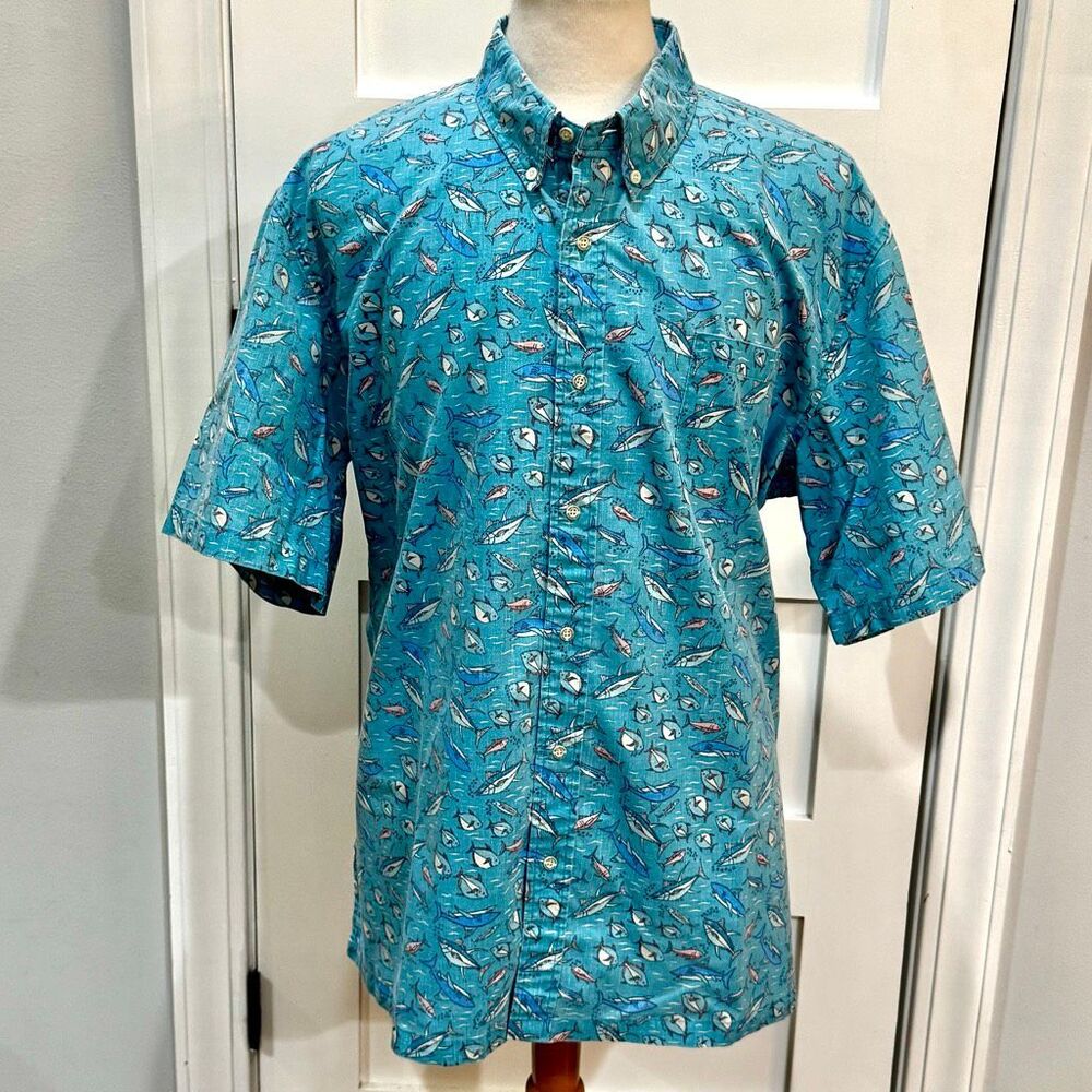 Reyn Spooner I’A Wikiwiki Fish Themed Hawaiian Shirt. Size 2XL. Blue.